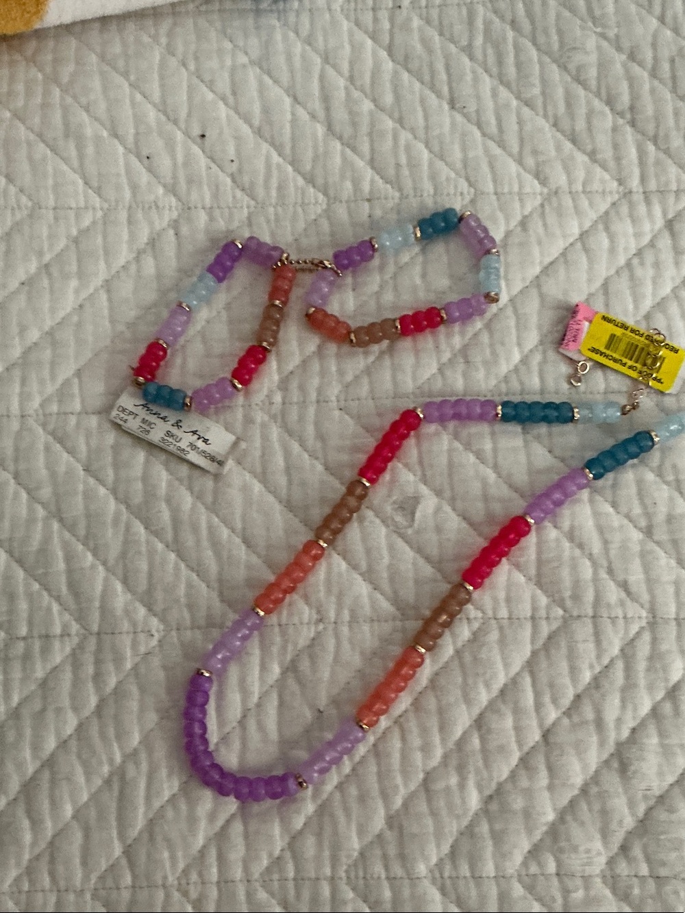 Multicolor Beaded Necklace & Bracelet Set - Fun Pastel Mix